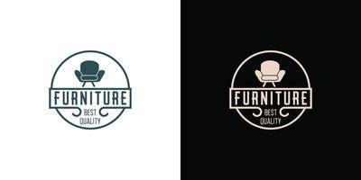 logotipo de muebles minimalistas con diseño de logotipo de estilo de arte lineal y plantilla de tarjeta de visita vector