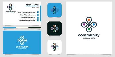 diseño de logotipo comunitario minimalista y plantilla de tarjeta de marca