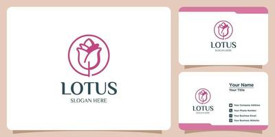 set of lotus flower logos and business cards vector