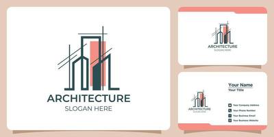 Minimalist architectural logo with art style logo design and business card template vector