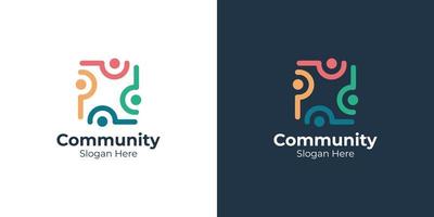 colorful linear style community logo set vector