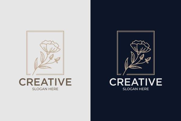 simple and modern decorative flower logo set