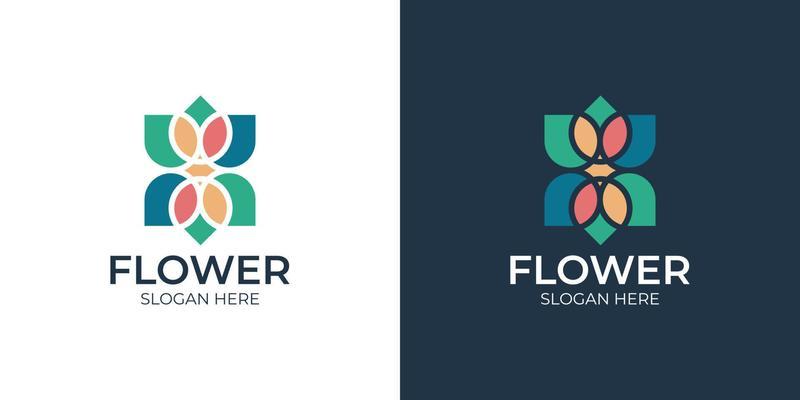 minimalist colorful floral logo set