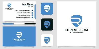 minimalist logo shield and branding card vector