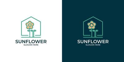 conjunto de logotipo de girasol de estilo moderno vector