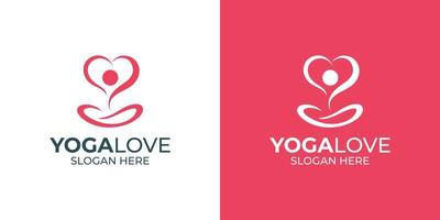 yoga love logo set for health vector