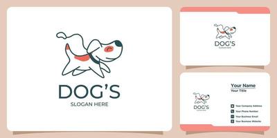 logotipo de perro minimalista con diseño de logotipo moderno y tarjeta de visita vector