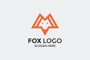 minimalist fox logo design and branding card template vector