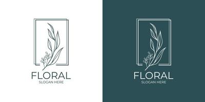 modern and minimalistic floral logo set vector