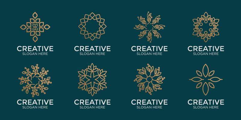 hand drawn flower logo set