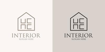 hand drawn minimalist interior logo set vector