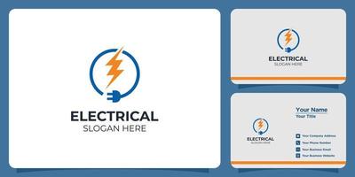 conjunto de logotipo eléctrico y tarjeta de visita de marca vector