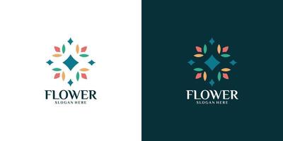 minimalist colorful flower logo set