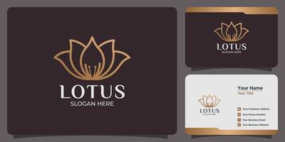 conjunto de logotipo de flor de loto simple y tarjeta de visita vector