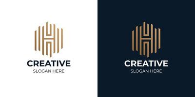 elegant gold letter H logo set vector