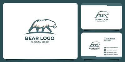 set of silhouette style bear logos and business cards vector