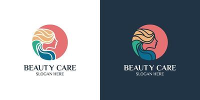 minimalist colorful women logo set vector
