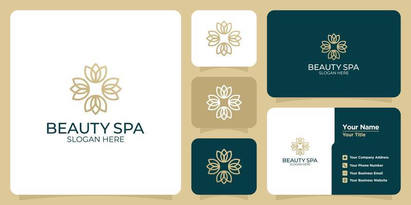 Set of hand drawn feminine and modern floral template logos and business cards