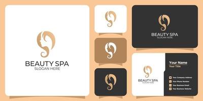 minimalist beauty spa woman logo with business card template vector