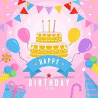 happy birthday greetings card. vector