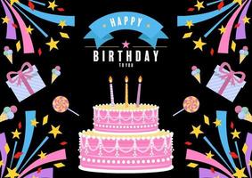 happy birthday greetings card. vector