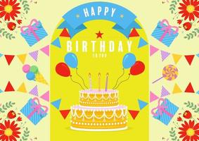 happy birthday greetings card. vector