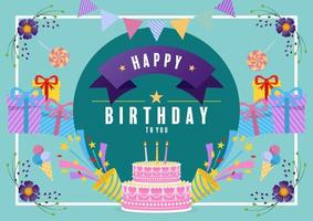 happy birthday greetings card. vector