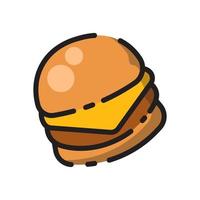 Cute Cheese Burger Flat Design Cartoon for Shirt, Poster, Gift Card, Cover, Logo, Sticker and Icon. vector