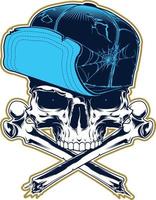 Gangster. Skull with cross bones and cap isolated on white vector