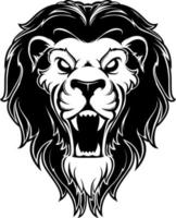mascota de cabeza de león rugiente. etiqueta. logotipo aislado sobre fondo blanco vector
