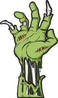 Severed zombie hand. Vector clip art. Halloween illustration. All in a single layer.