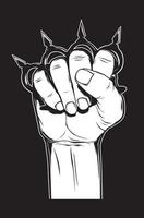 hand with brass knuckles. Design element vector