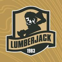 Modern sport logo template with image of the lumberjack with axe in his hands. Mascot.