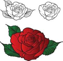 flor de rosa del tatuaje. ilustración vectorial arte vector aislado