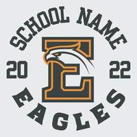 Letter E with eagle mascot logo design vector with modern illustration concept style for badge, emblem and tshirt printing.