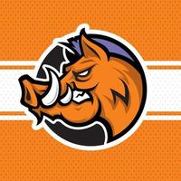 mascota de cabeza de jabalí o cerdo salvaje, versión coloreada. genial para logos deportivos y mascotas de equipo vector