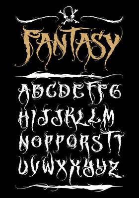 Hand drawn alphabet illustration and calligraphy - vector