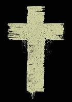 Hand drawn christian cross sign. Vector illustration.