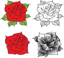 flor de rosa del tatuaje. ilustración vectorial arte vector aislado