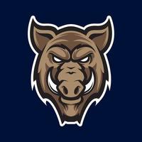 Wild hog or boar head mascot, colored version. Great for sports logos and team mascots. vector