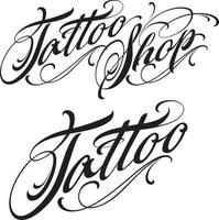 Tattoo Shop Lettering with calligraphic design elements vector