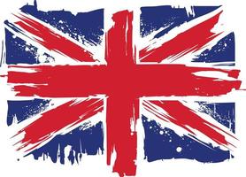 A grunge splatted Union Jack flag of the United Kingdom vector