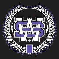 SW monogram in circle with wreath. Logotype vector