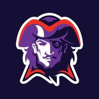 mascota de cabeza de pirata. logotipo del equipo deportivo universitario vector