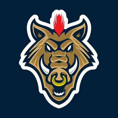 Wild hog or boar head mascot, colored version. Great for sports logos and team mascots