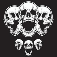 Screaming Skulls isolated on white background. Design element vector