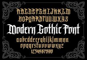 Vector modern gothic alphabet in frame. Vintage font. Typography for labels, headlines, posters etc.