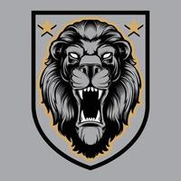 Roaring lion head mascot, colored version. Great for sports logos and team mascots.