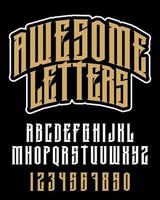 Heavy metal alphabet. Brutal font. Typography for labels, headlines, posters etc. vector