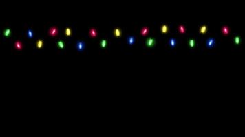Animation colorful light garland frame isolate on black background. video